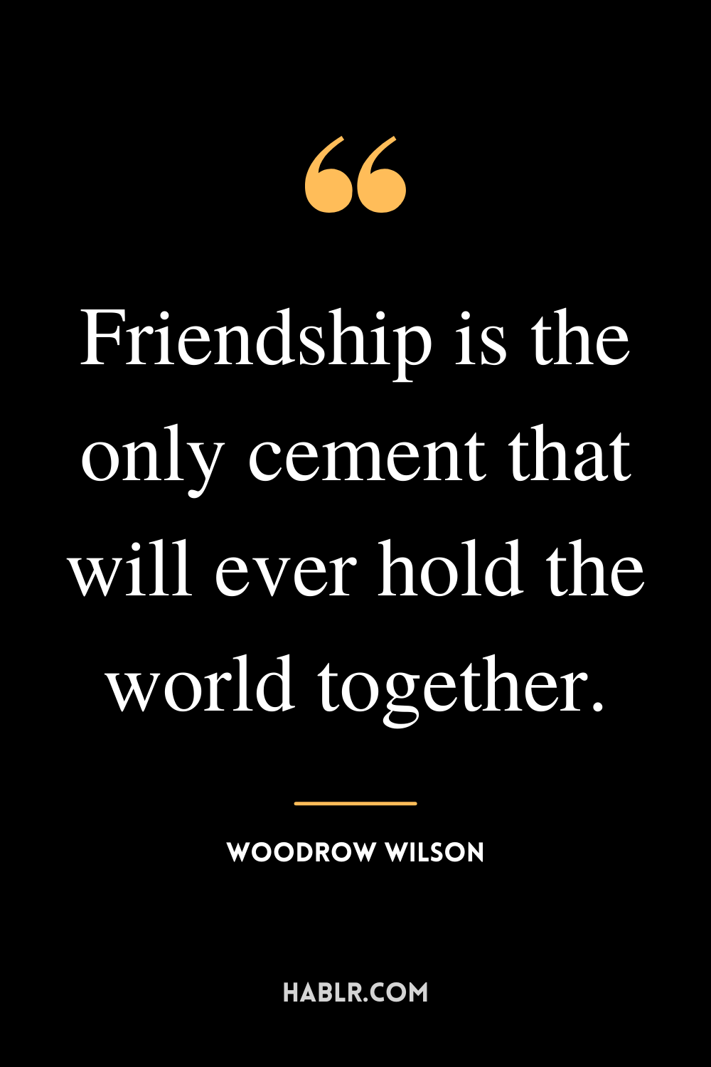 “Friendship is the only cement that will ever hold the world together.” -Woodrow Wilson