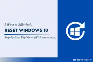 How to Reset Windows 10 Laptop