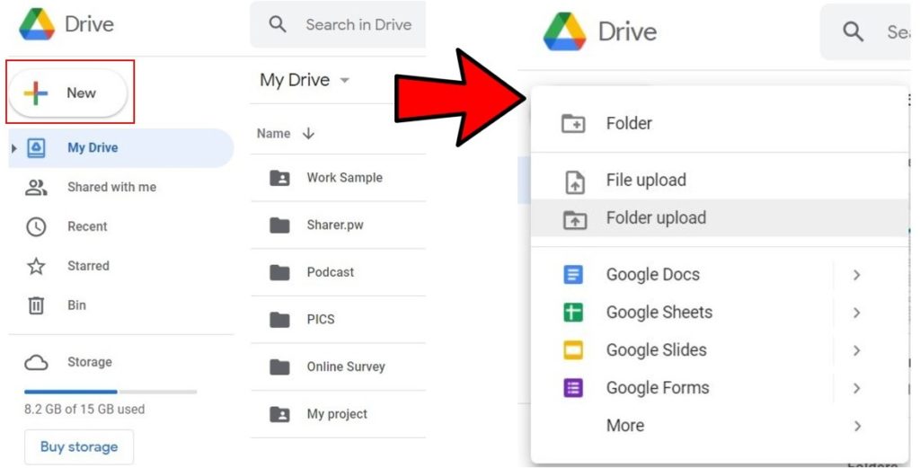 New folder Upload Google Drive