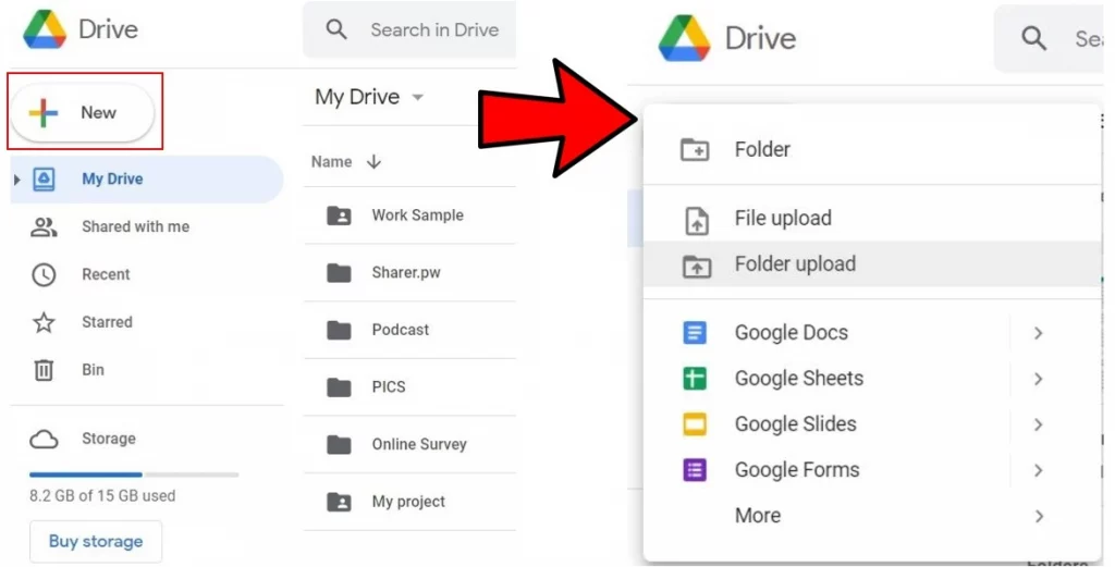 New folder Upload Google Drive