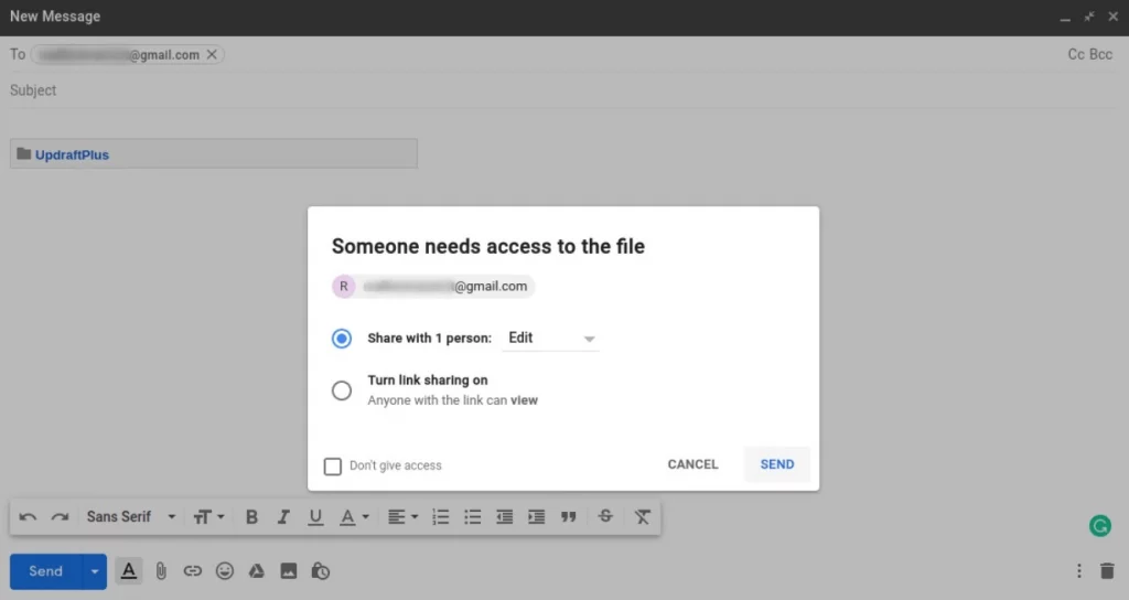Gmail folder sharing permissions