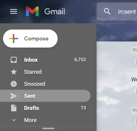 Sent tab Gmail