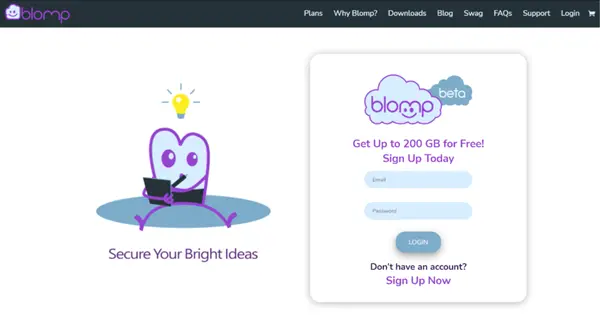 Blomp free cloud storage provides 100 GB to 200 GB free cloud storage