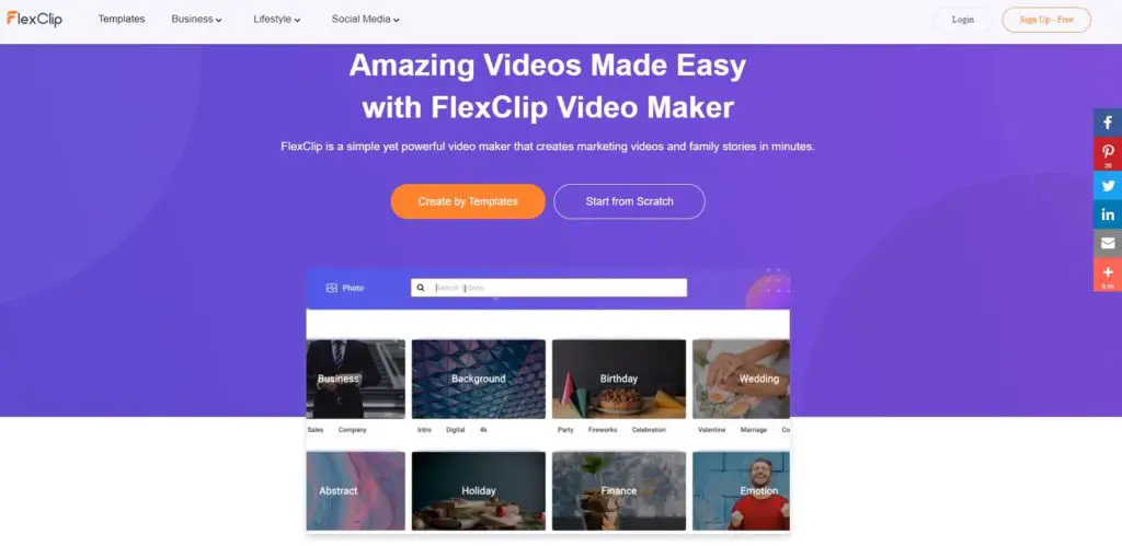 Flexclip homepage