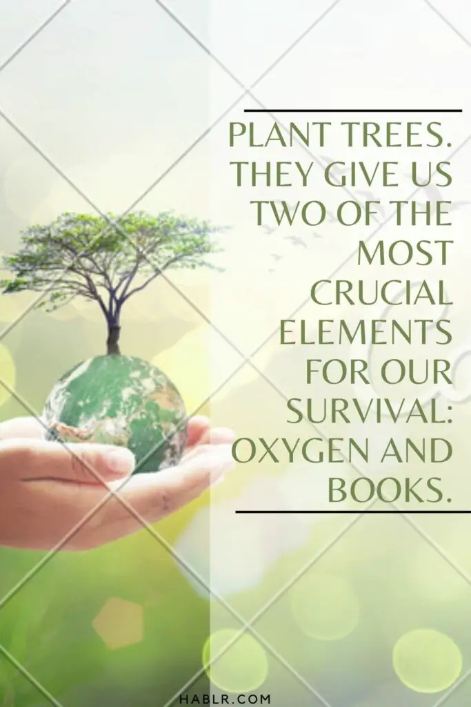 Plant trees. They give us two of the most crucial elements for our survival: oxygen and books.