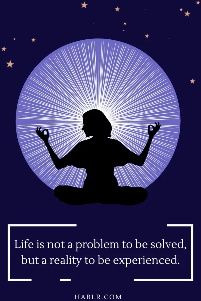 Life is not a problem to be solved but a reality to be experienced. 