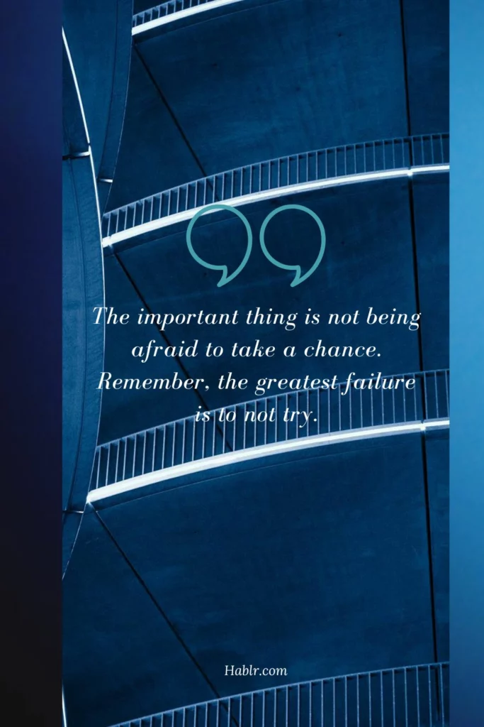 The important thing is not being afraid to take a chance. Remember, the greatest failure is not to try. 