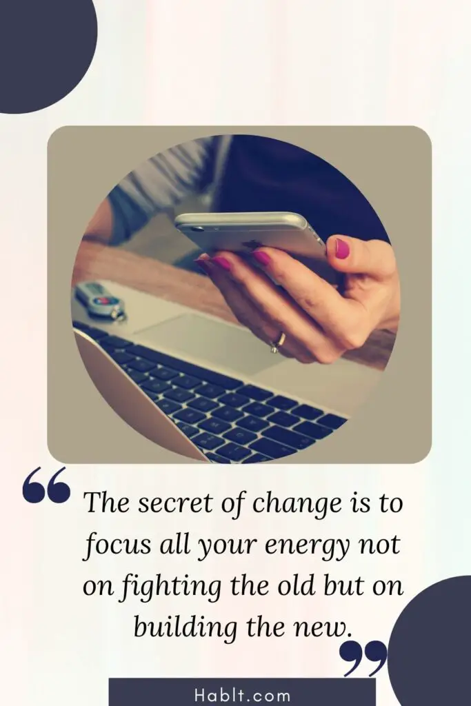  The secret of change is to focus all your energy not on fighting the old but on building the new.