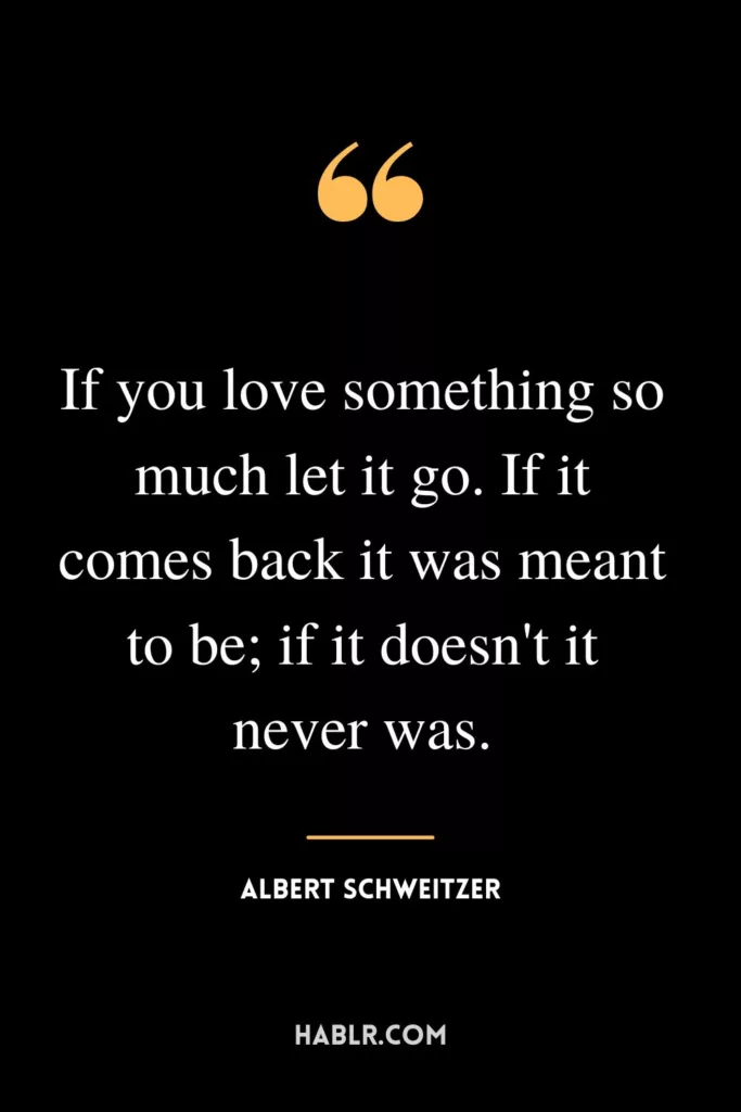 If you love something so much let it go. If it comes back it was meant to be; if it doesn't it never was.