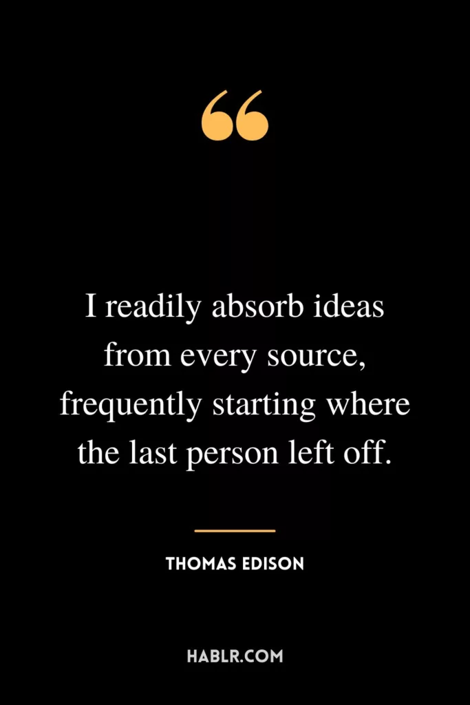 I readily absorb ideas from every source, frequently starting where the last person left off.
