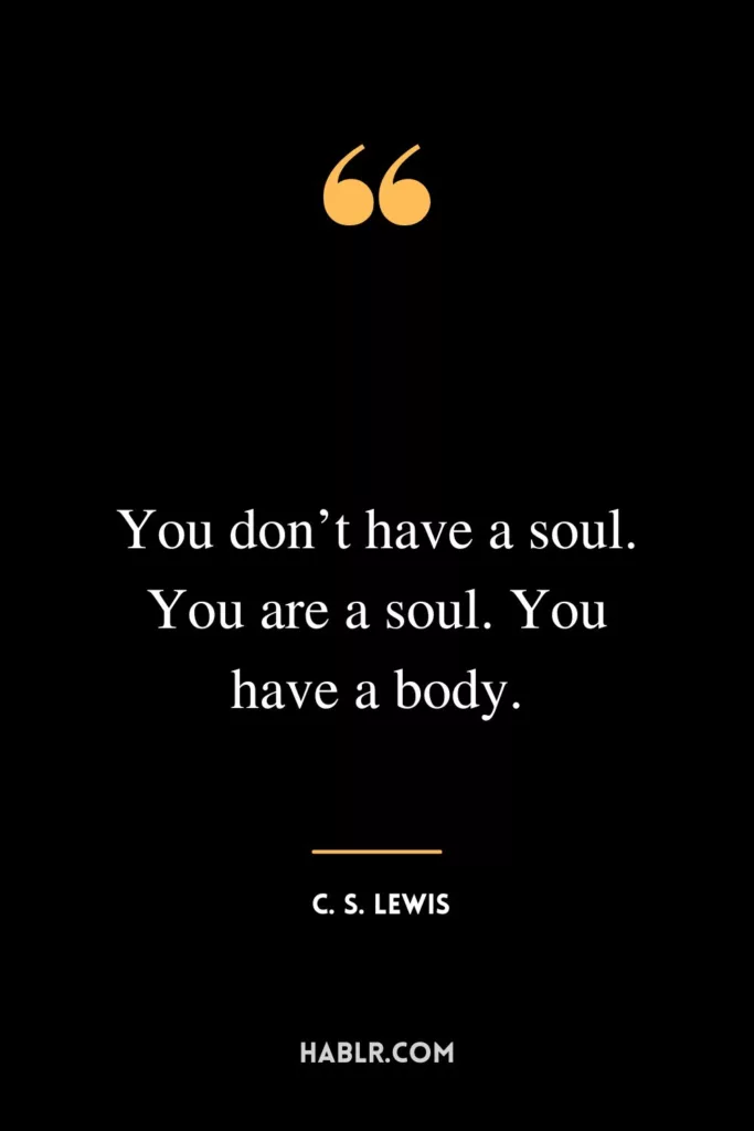 You don’t have a soul. You are a soul. You have a body.