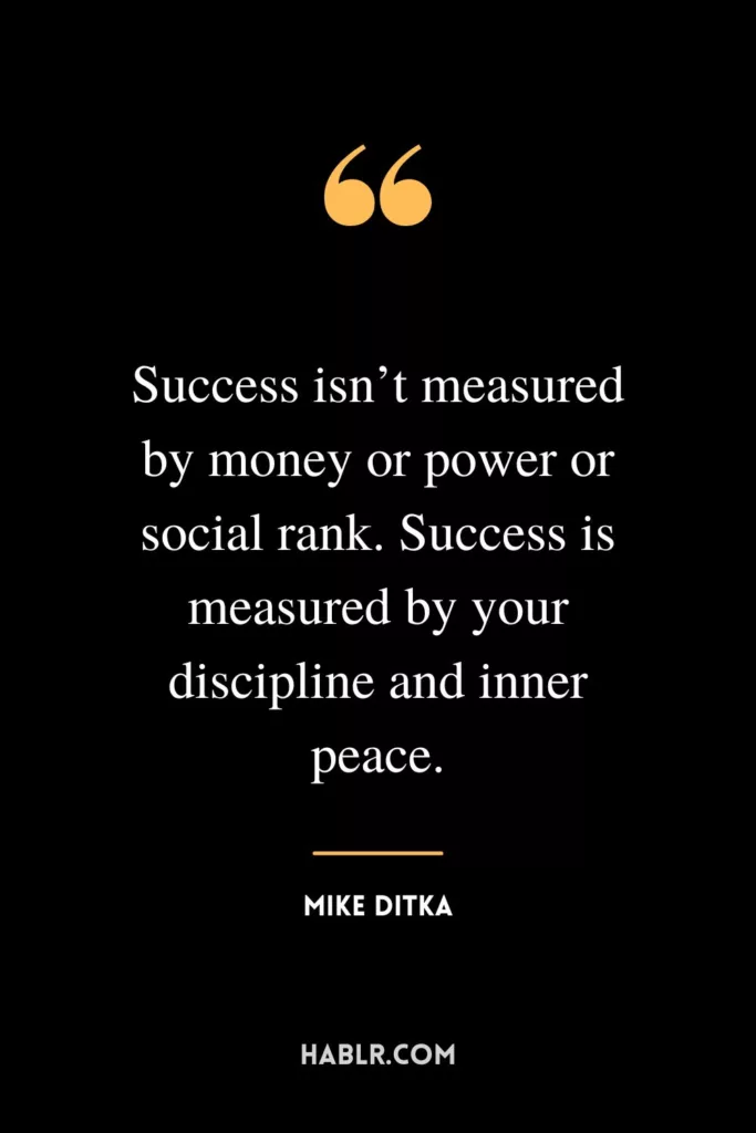 Success isn’t measured by money or power or social rank. Success is measured by your discipline and inner peace.