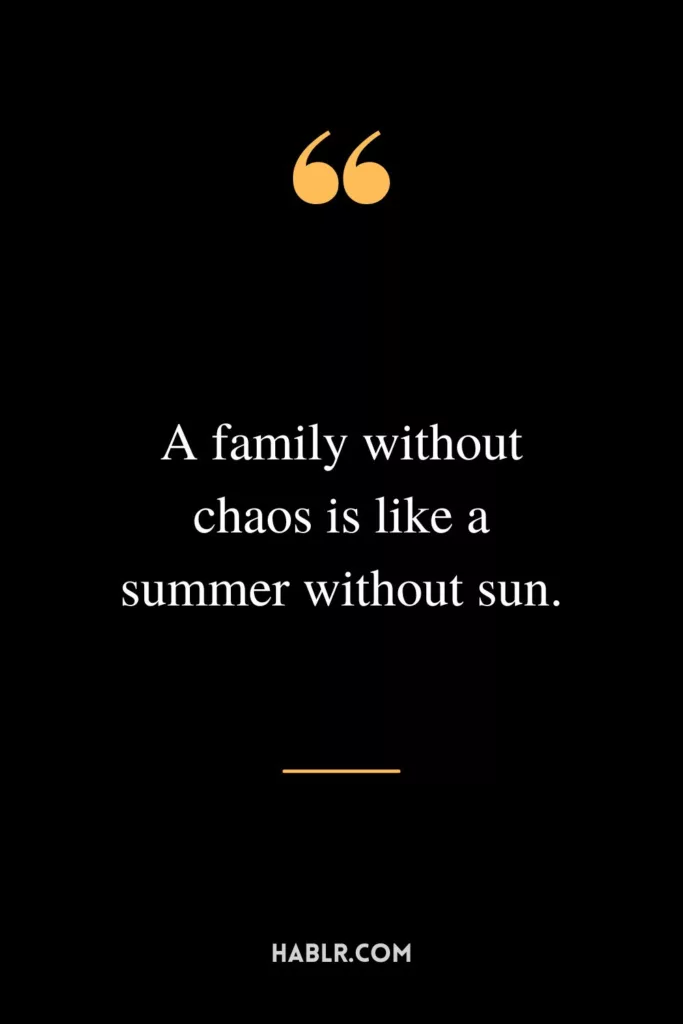 A family without chaos is like a summer without sun.