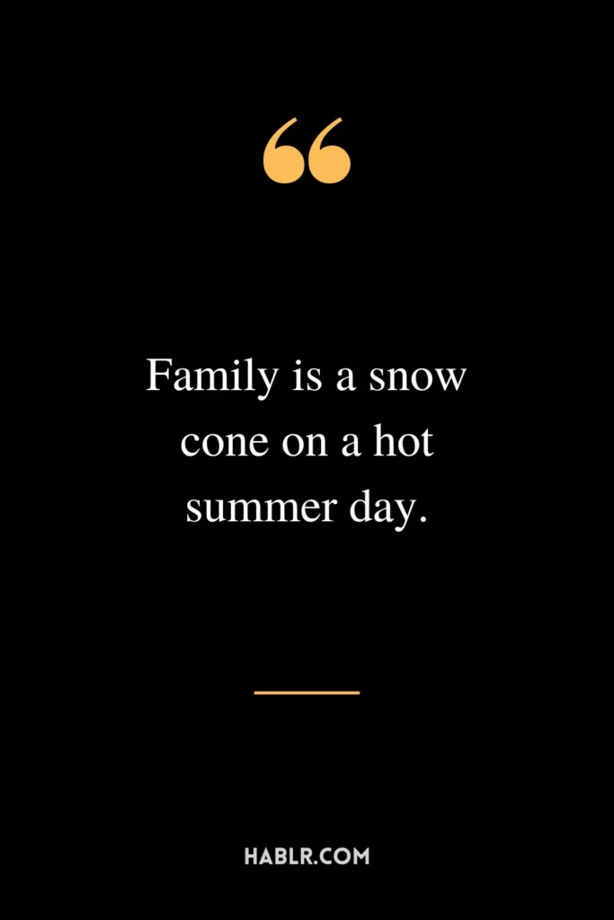 Family is a snow cone on a hot summer day.
