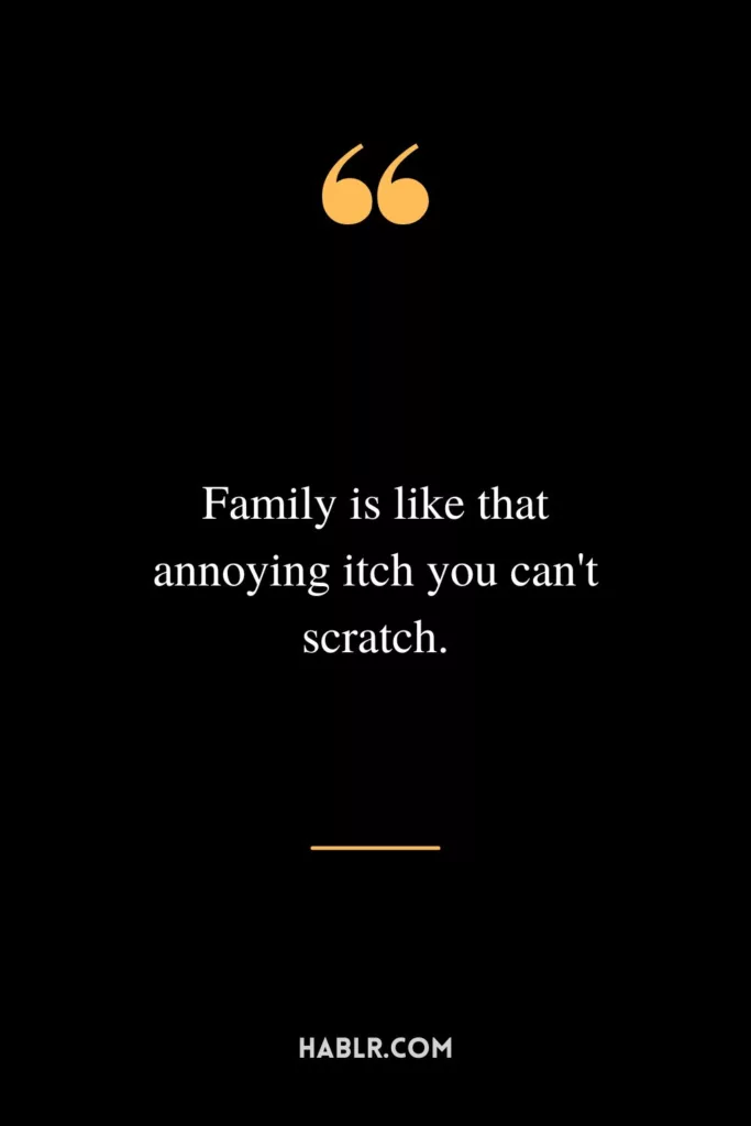 Family is like that annoying itch you can't scratch.