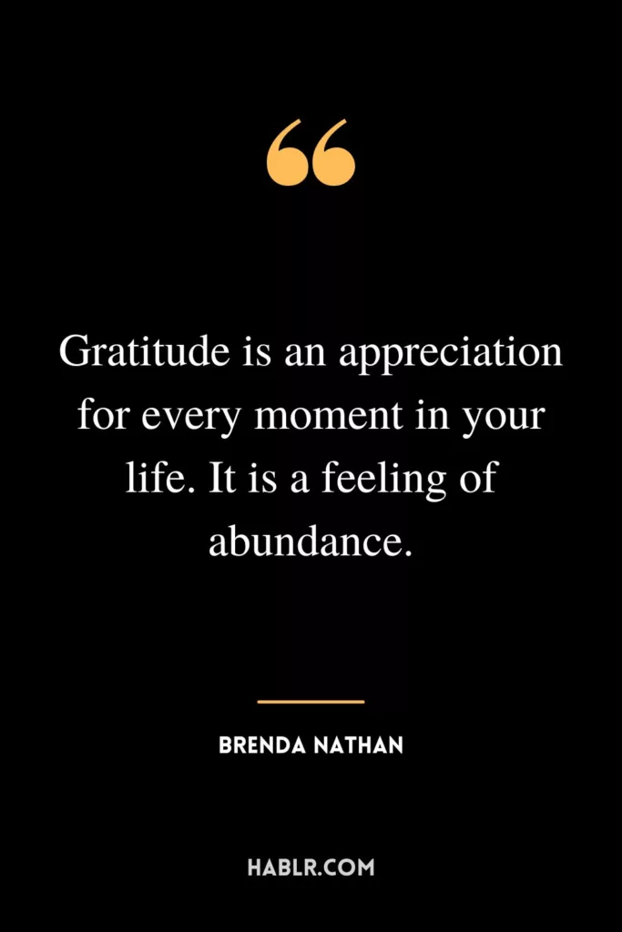 Gratitude is an appreciation for every moment in your life. It is a feeling of abundance.