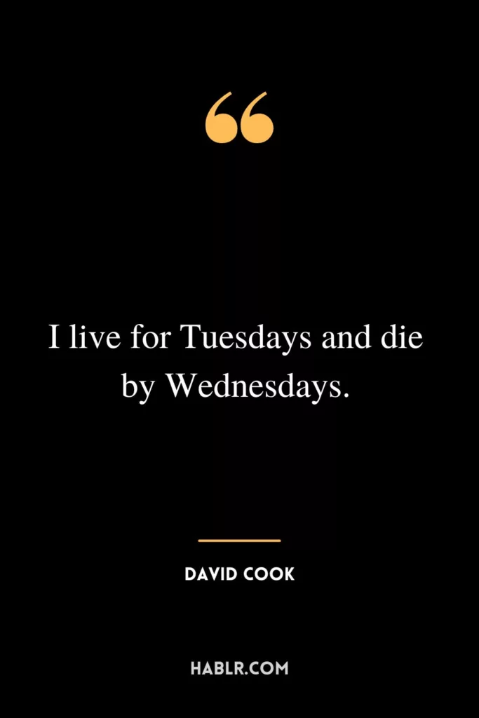 I live for Tuesdays and die by Wednesdays.