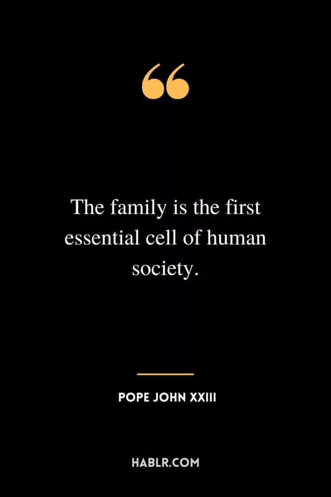 The family is the first essential cell of human society.
