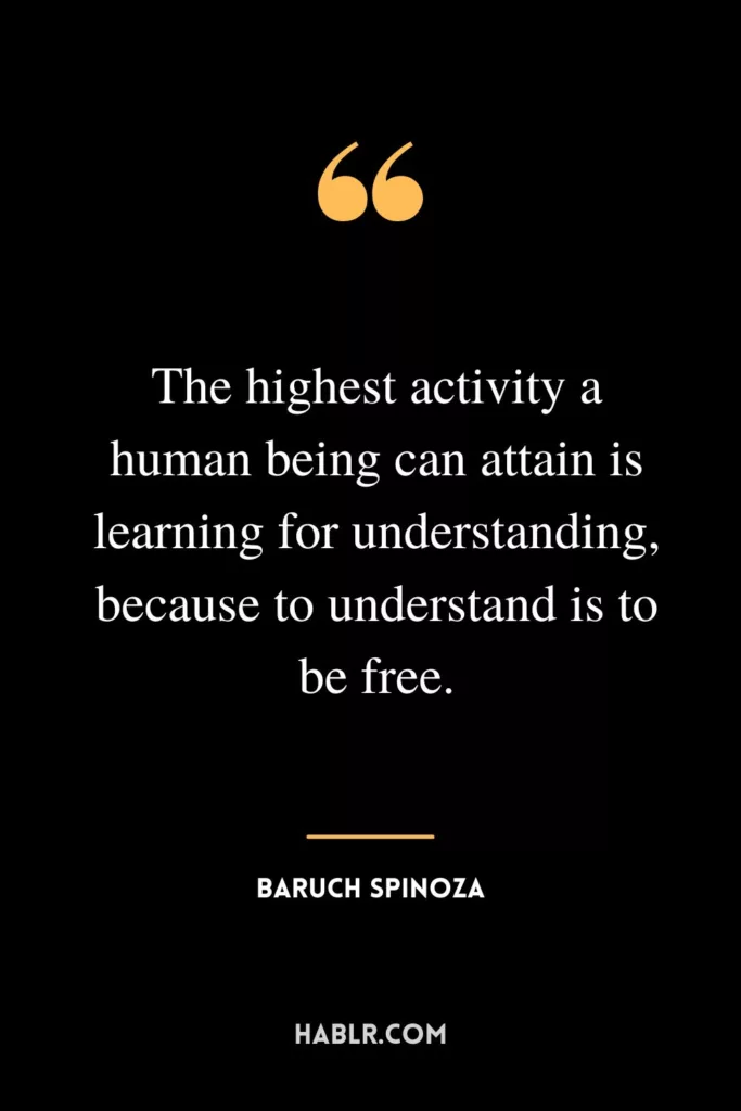 The highest activity a human being can attain is learning for understanding, because to understand is to be free.