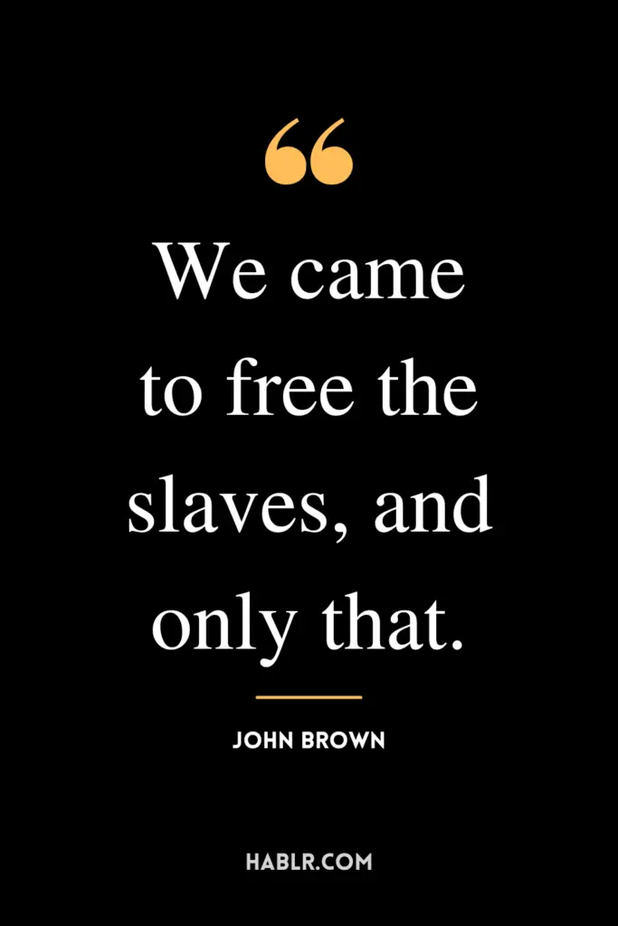 "We came to free the slaves, and only that."- John Brown