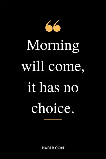 "Morning will come, it has no choice."