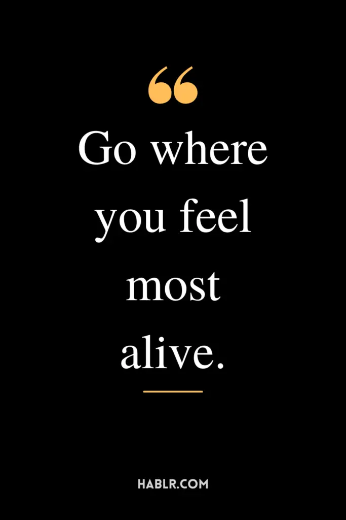 "Go where you feel most alive."