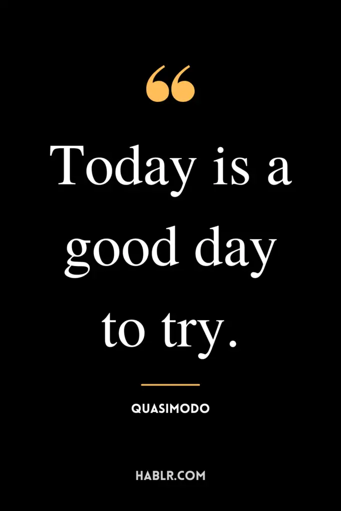 "Today is a good day to try."- Quasimodo