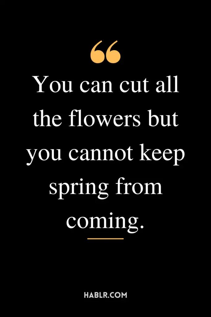 "You can cut all the flowers but you cannot keep spring from coming."