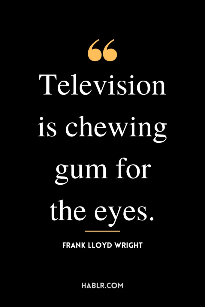 "Television is chewing gum for the eyes." -Frank Lloyd Wright